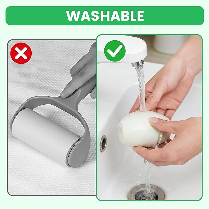 Reusable Silicone Lint Roller, 2026 New Mini Washable Travel Size Cat Dog Pet Hair Roller Ball, Portable Sticky Remover Fabric Cleaner for Clothes Sofas Dust (Green)