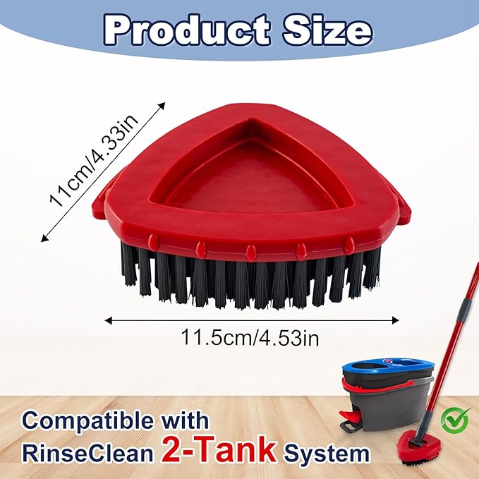 Scrubber Mop Head for Ocedar, Upgrade Scrub Brush for Ocedar, Spin Mop Scrub Brush Head for O Cedar RinseClean 2-Tank, More Bristles Scrub Brush Attachment for Bathroom