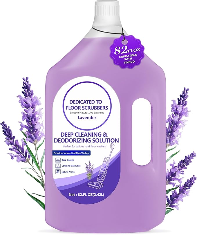 Floor Cleaning Solution Compatible with Tineco – 82 FL OZ Lavender Floor Cleaner – Long-Lasting, Fresh & Crisp Scent – For All Cordless Wet/Dry Vacuum Mop Cleaner & Robot Vacuums with Mopping