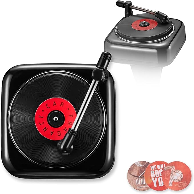 Car Record Player Air Diffusers Car Scents Air Freshener for Air Conditioning Outlet Clop Vent Clips Black, Mens Car Accessories