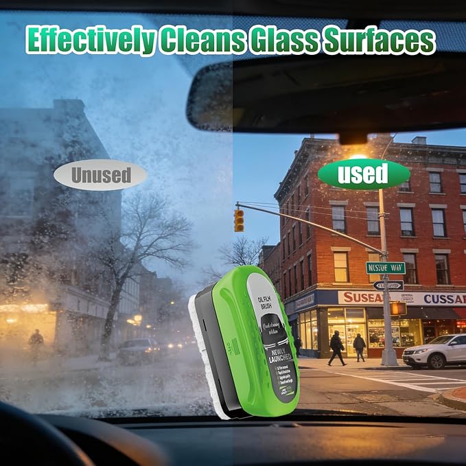 Oil-Free Car Glass Brushes, 2026 Upgrade Clear Vision Glass Cleaner,120ml Automotive Oil Film Cleaning Brush for Car Windows,Handheld Glass Oil-film Remover with Towel,2 Se
