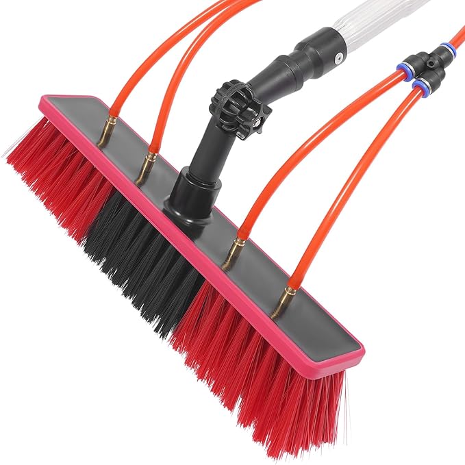 Water Fed Pole Kit, 26ft Length Water Fed Brush, 8m Water Fed Cleaning System, Aluminum Outdoor Window Cleaner w/ 20m Hose, Cleaning and Washing Tool for Window Glass, Solar Panel