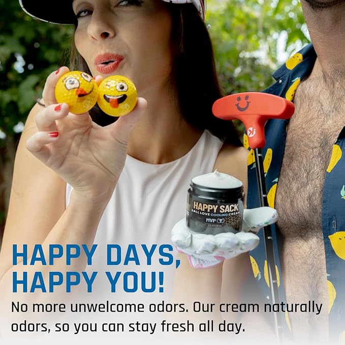 Derm Dude Happy Sack Ball Deodorant & Comfort Cream for Men | Anti-Chafing Sweat Defense, Odor Control, Aluminum-Free Deodorant & Hygiene Products for Men's Private Parts | Island Rum Scent, 2oz