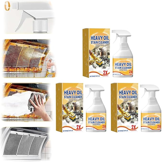 Kitchen Heavy Oil Cleaner Spray, 2026 New All Purpose Kitchen Heavy Oil Cleaning Agent, Multipurpose Kitchen Grease Cleaner for Countertops, Stovetop, Ovens and Appliances (3pcs)