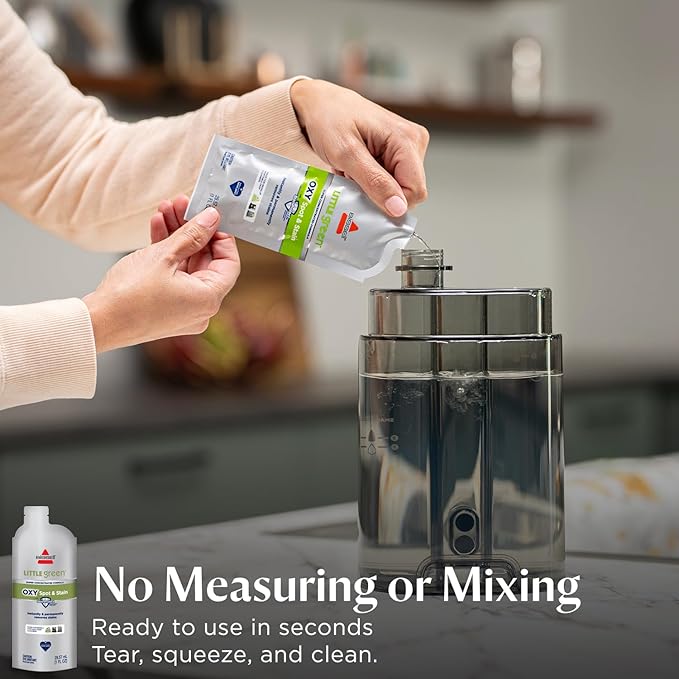 NEW BISSELL Little Green Pro Oxy Spot & Stain Super Concentrate Cleaning Formula for Portable Deep Cleaners,6 Super Concentrate Pouches,(Pack of 2)