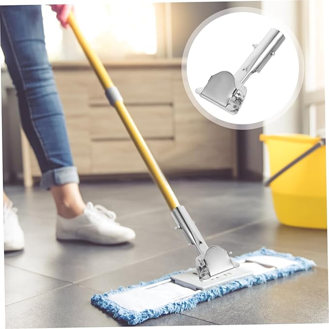 LIFKOME Mop Rod Chuck Mop Head Replacement Portable Mop and Bucket Broom Pole Adapter Sound Deadening Spray Mop Handle Wallpaper Roller Clips to Hold Brooms Car para Stainless Steel Silver