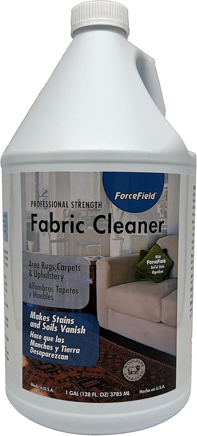 ForceField® Fabric Cleaner Professional Strength, Deeply Penetrates Water Safe Fabric & Fibers of Upholstery, Clothing, Rugs & Carpeting - 1gal