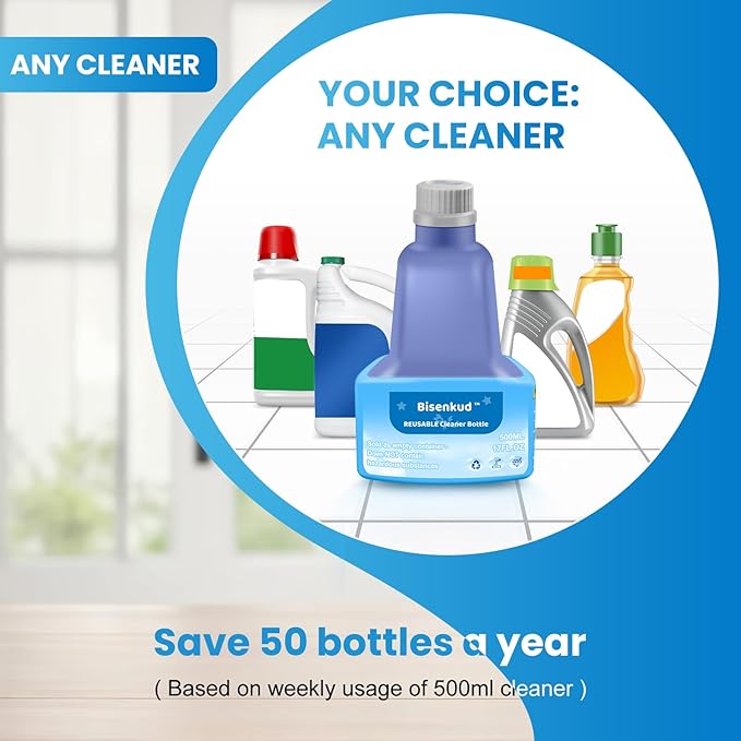 2 Pack Refillable Bottle for Swiffer® Wet Jet™ Mop - 500ml /17 FL OZ - Leak-Proof HDPE Solution Bottle, Empty，Not for Power mop