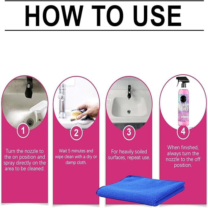Gefanly Bathroom Cleaner,Non Toxic,Effectively Removes Soap Stains,Scale,Multi-Purpose Bathroom Descaler Foam Cleaner for Showers,Bathtubs,Sinks,Glass Surfaces without Damage