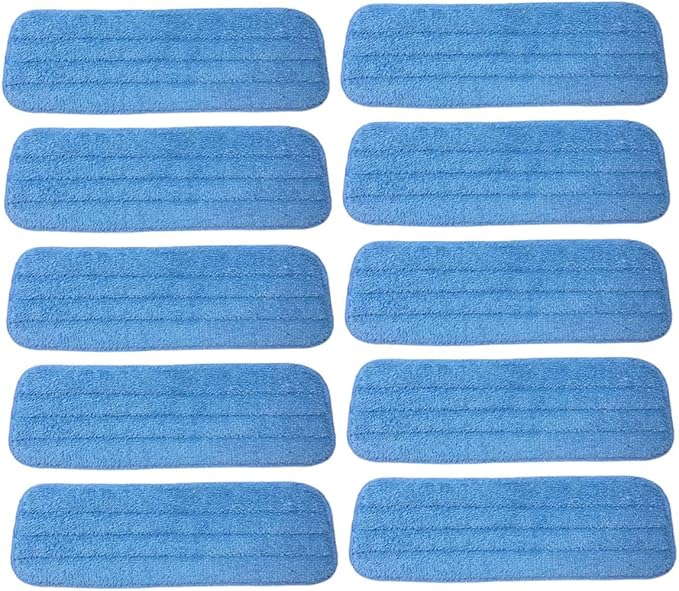 Toyvian 10pcs Microfiber Mop Cloth Replacement Pads Washable Mop Heads for Wet and Dry Floor Cleaning Blue Refills for Hardwood and Tile Floors