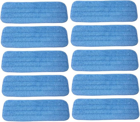 Toyvian 10pcs Microfiber Mop Cloth Replacement Pads Washable Mop Heads for Wet and Dry Floor Cleaning Blue Refills for Hardwood and Tile Floors
