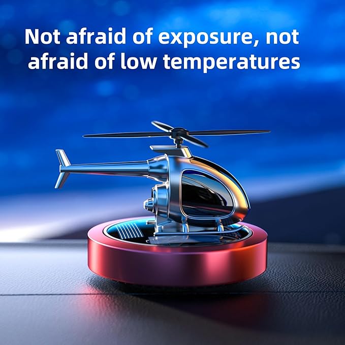 Car Diffuser Quiet & Stylish Helicopter Solar Dashboard Decor Auto-Rotating Air Purifier for Men & Military Enthusiasts Enhance Driving Experience (Red)