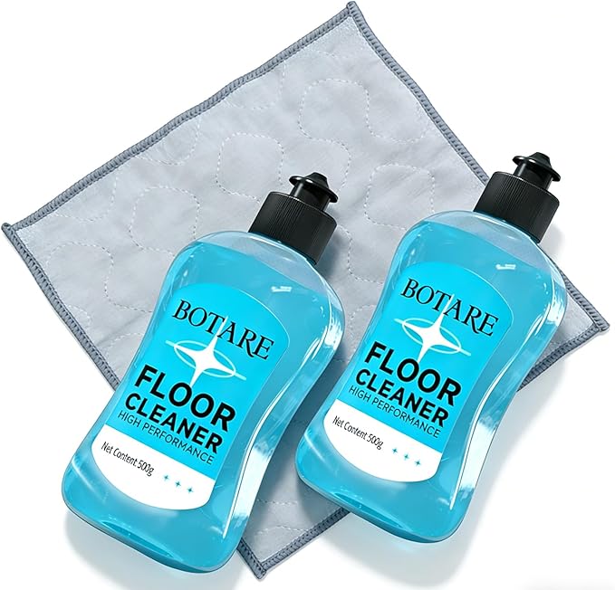 Floor Cleaner Liquid for Mopping, Household Deep Cleaning Solution for Wood,Hardwood,Tile,Laminate,Marble & Porcelain & Bathroom,Ocean Scent,17.6 Fl Oz Each(2 Bottles+1 Cleaning Cloth)