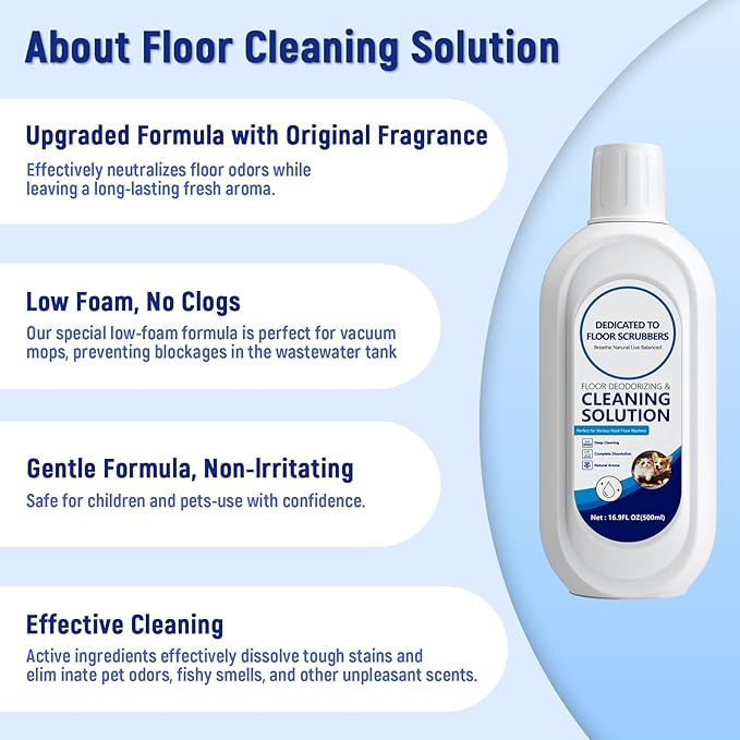 5 Bottle Multi-Surface Floor Cleaning Solution Compatible with Tineco iFLOOR 2/3/5 & FLOOR ONE S3/S5/S6/S7 PRO, All Cordless Wet/Dry Vacuum & Robot Vacuum with Mopping, Original Floor Cleaner Refill