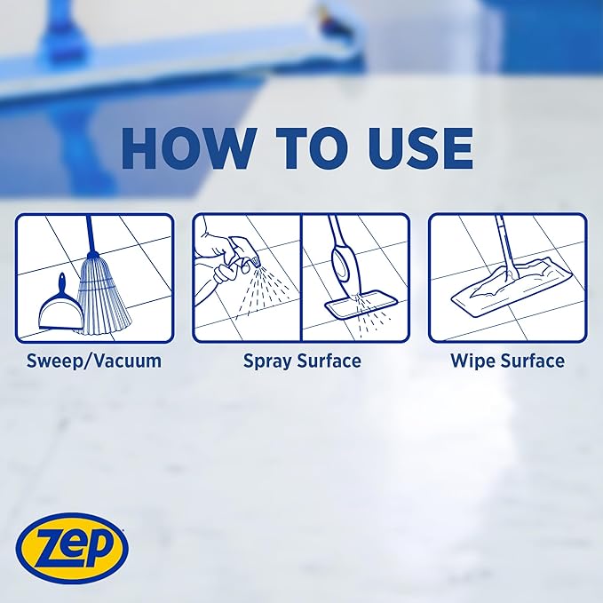 Zep Spray Mop Refill and Floor Cleaner - 1 Gallon (Case of 2) ECZUMSF1282 - Professional Grade Versatile Multi Surface Fresh Scent Cleaner and Deodorizer