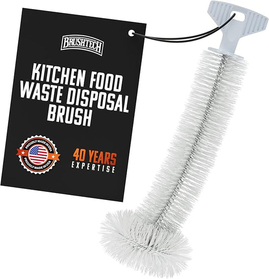 Brushtech Kitchen Sink Disposal Brush - Ergonomic T-Handle Cleaner with Rounded Bristles Designed to Remove Odor-Causing Debris from Sink Drains & Garbage Disposals - Made in USA