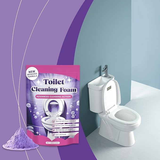 Toilet Cleaning Powder, Powerful Toilet Bowl Cleaner for Removing Stains, Limescale & Odor, Fast Dissolving Foam Cleaner, Easy to Use, Fresh Scent, Septic Safe, 100g (3)