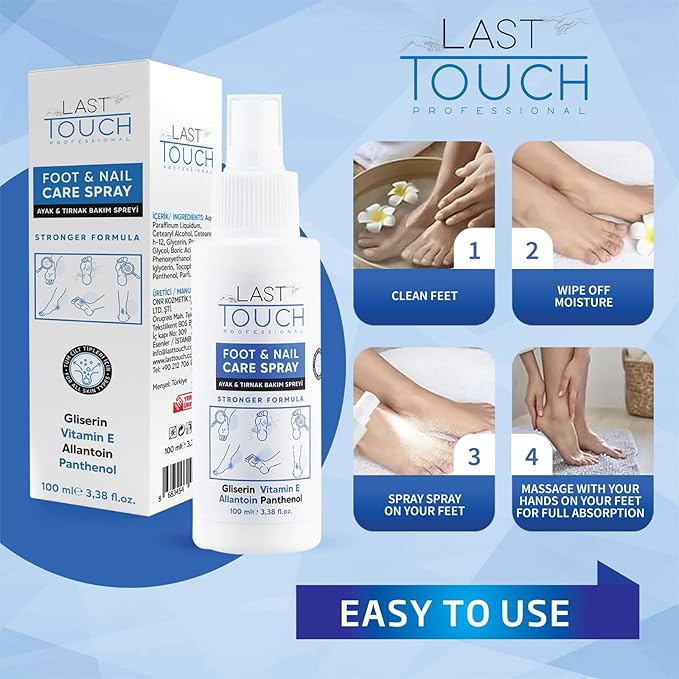 Foot Spray - Anti-Itching and Deodorizing, Moisturizing Care Spray - Foot Spray for Dry Cracked Feet - Foot Care Spray Against Shedding, Sweating, Peeling and Blistering - Athletes Foot Spray
