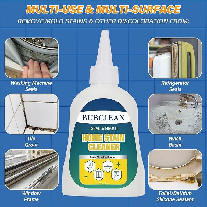 Home Stain Remover Gel Cleaner, Heavy Duty Black Surface Stain Cleaner for Washing Machine, Bathroom Grout, Shower, Bathtub, Tile, Fridge Rubber, Kitchen Sinks, 2 Packs