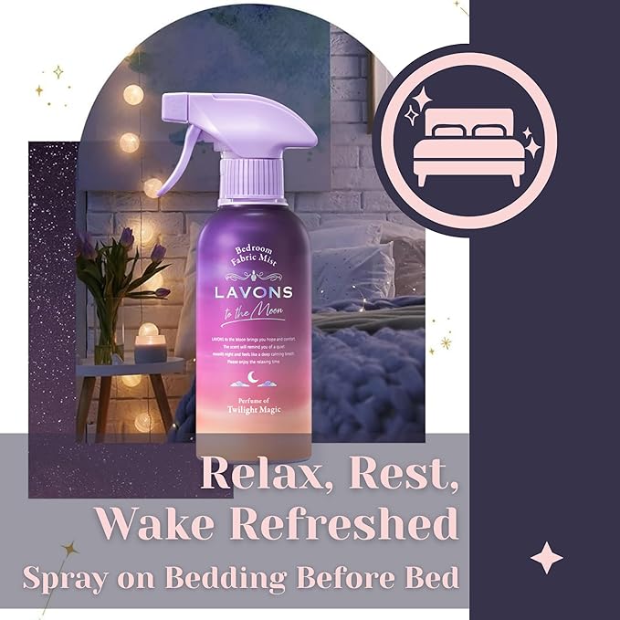 LAVONS Fabric Spray Freshener for Carpet Fresh, Pet Safe Linen Spray for Bedding, Fabric Refresher Spray for Home & Offices, Natural Carpet Freshener from Japan 10.14 Fl Oz to the Moon TWILIGHT MAGIC