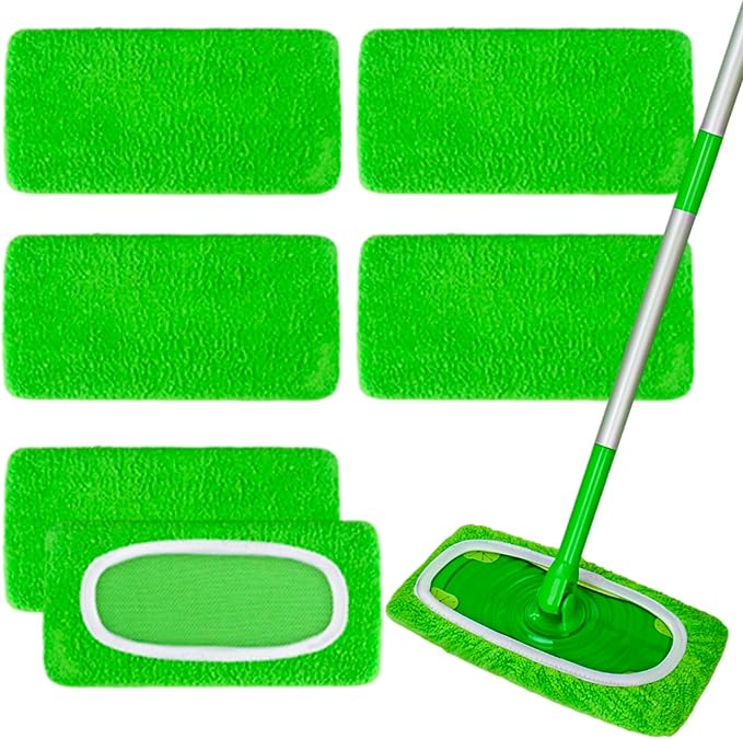Spin Mop Replacement Set, Compatible with O-Ceda EasyWring 1-Tank Spin Mops 2 Microfiber Mop Head Refills, Adjustable 30–58 in Stainless Steel Handle, Scrubber Brush Head and Spin Base (M, Square)