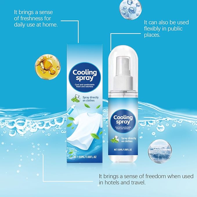 Cooling Spray For Hot Weather, Cooling Spray For Clothes, 3pcs Hot Days Non-Greasy Soothing Solution, For Athletes Yoga Beach Vacation Running