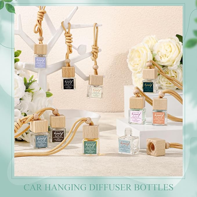 100 Pcs Appreciation Gift for Coworker Empty Hanging Car Air Freshener Diffuser Bulk May You Be Proud of The Work Thank You Glass Bottles Gifts for Staff Team Intern Teacher