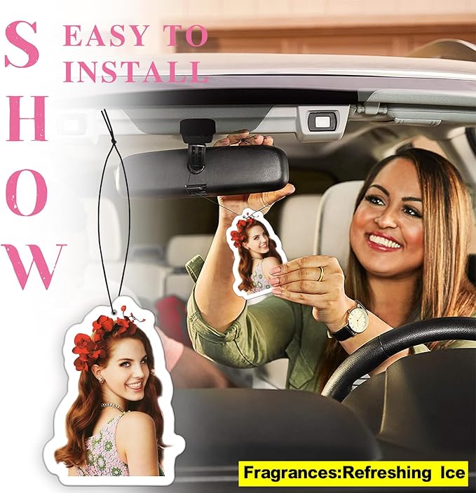 Pounchi Baroque Pop Car Air Freshener Cards (8 Pack Refreshing Ice Scent) Singer Accessories for Car Interior Hanging Gift Rearview Pendant Supplies