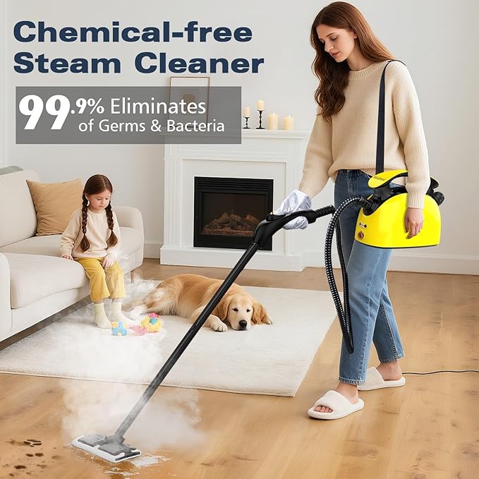 Steam Cleaner, Steam Cleaner For Home, Handheld Steamer For Cleaning With 21 Accessories, 248 °F High Temperature, Suitable for Grout, Floor. Sofas, Upholstery, Mop Replacement Pads