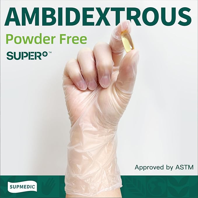 Vinyl Disposable Exam Gloves, Clear 4Mil Powder-Free Latex-Free Medical Food-Safe Cooking Cleaning Glove 100&1000 Ct