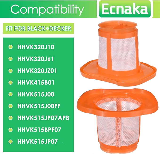 4 Pack HHVKF10 Dust-buster Filter Replacement Compatible with BLACK And DECKER Handheld Vacuum Filter Washable Fit for Models HHVK HHVK320J HHVK320J10 HHVK320JZ01 HHVK515J HHVK515JP HHVK515JP07