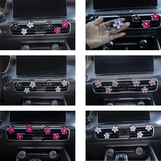Daisy Flower Air Vent Clip - Colorful Car Accessories for Women Interior, Cute Set, White