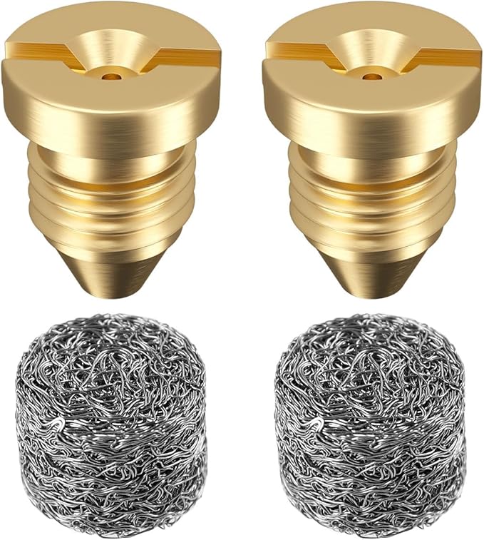 2 Pieces 1.1 mm Orifice Foam Cannon and 2 Pieces Foam Maker, Universal Brass Thread Nozzle Tips and Mesh Filter for Snow Foam Lance, Tool Daily Foam Cannon