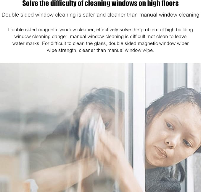 Magnetic Window Wiper Cleaner,Double Sided Glass Wiper,Glass Cleaner Wiper Cleaning Tools Windows for High-Rise and Car Glazed Windows
