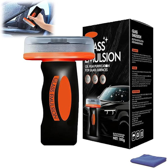 Glass Emulsion Cleaner,Car Oil Film Cleaner,Handheld Glass Oil-Film Remover, New Upgrade Emulsion Cleaner Glass Cleaning Board, Automotive Oil Film Cleaning Brush for Car Windows (1pcs)