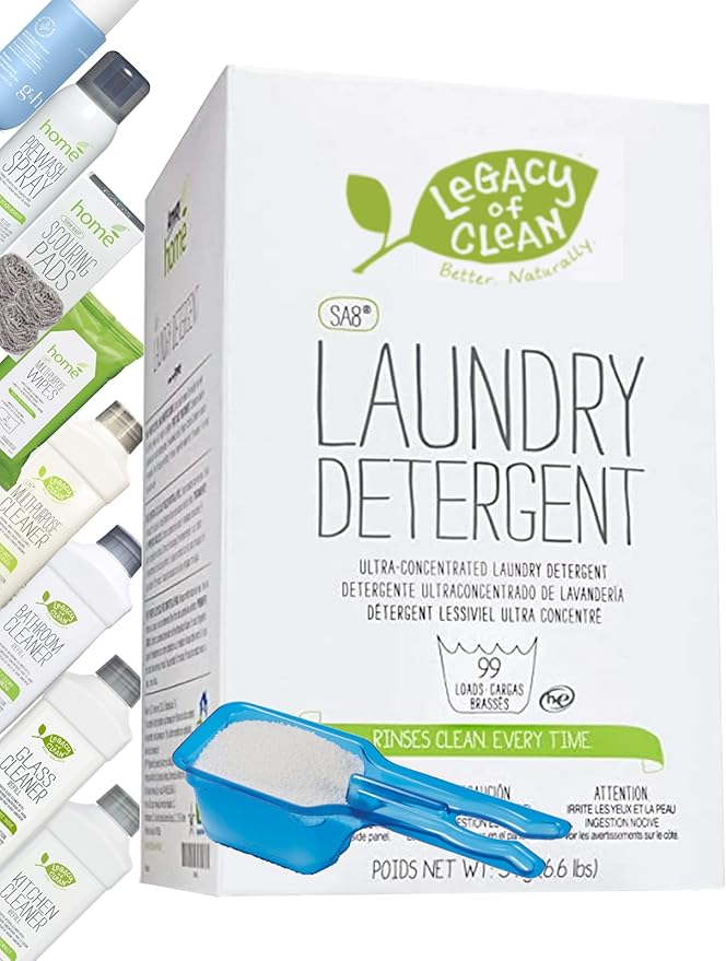 SA 8 Biodegradable Concentrated Laundry Detergent Powder 105.6 Oz,Fast-to-Dissolve into Cold/Hot Water w/o Irritation to Skin,Immediately Rinse Difficult Soils/Stains in All Washers & HE,FINAL SALE
