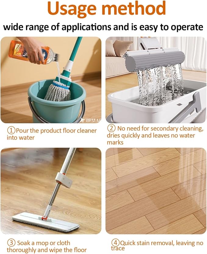 Multipurpose Floor Cleaner - Deep Stain Removal, Deodorizing & Floor Protection - Quick Drying, No Residue/Streak-Free, No Secondary Cleaning for Home Office Commercial Floors(OGAS地板清洁剂100ML)