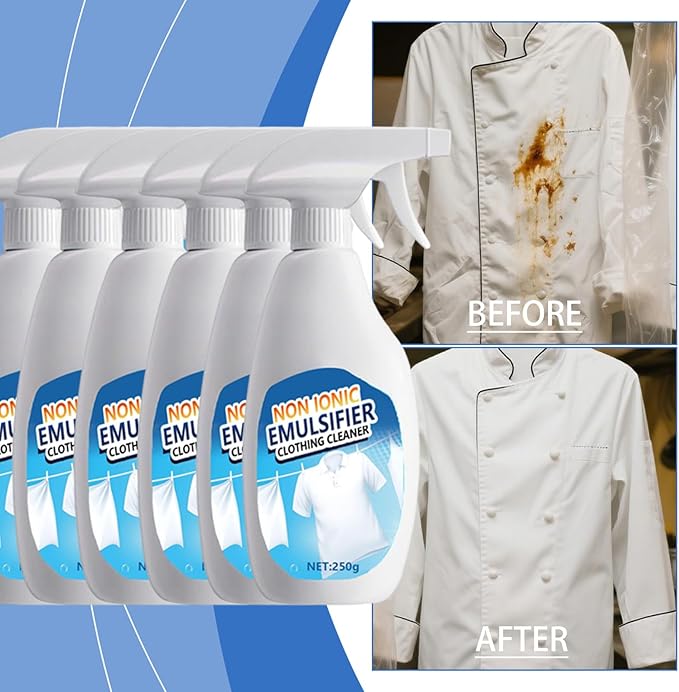 Non Ionic Emulsifier Clothing Cleaner,Clothes Oil Laundry Cleaning Remover,Strong Decontamination For Grease/Oil/Food On Clothes And Shoes,Universal Household Cleaner (1PC)
