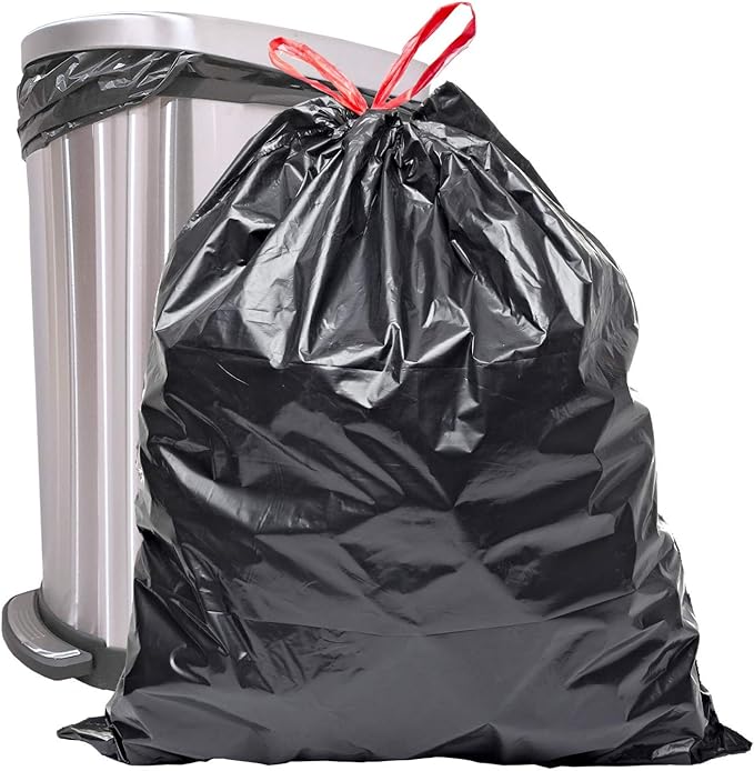 Reli. 39 Gallon Trash Bags Drawstring (200 Count Bulk) Large 39 Gallon Heavy Duty Drawstring Trash Bags - Black Garbage 39Gal Capacity, Lawn Leaf (39Gal)