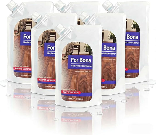 Hardwood Floor Cleaner Refill, 500mL Fragrance-Free X6, No Residue Quick Drying, Compatible with Bona Spray Mop