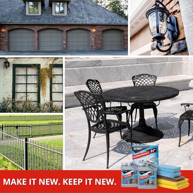 AL-NEW 2 Step Clean & Protect Kit | Clean, Restore, & Protect Your Outdoor Patio Furniture, Garage Doors, Exterior Lights, Window Frames, and More (16 Ounce Kit)