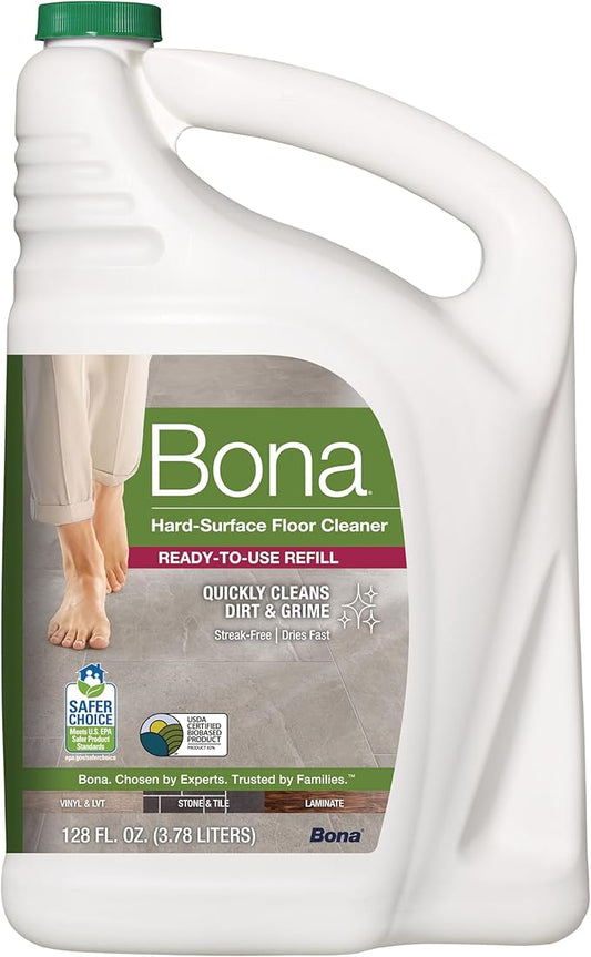 Bona Multi-Surface Floor Cleaner Refill - 128 fl oz - Unscented - Refill for Bona Spray Mops and Spray Bottles - Residue-Free Floor Cleaning Solution for Stone, Tile, Laminate, and Vinyl Floors