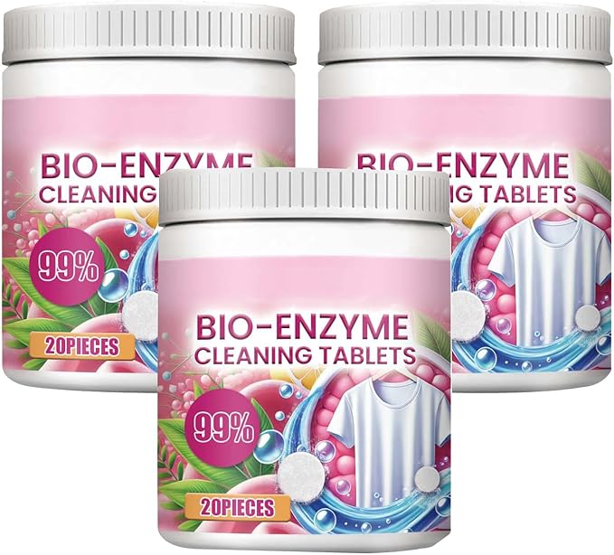 Multi-Functional Bio-Enzyme Cleaning Tablets,Dissolve Concentrated Cleaning Tablets,Bio Enzyme Explosive Salt,Barrel Large Capacity,Bleach Tablets for Laundry Kitchen Clothes (3pcs)
