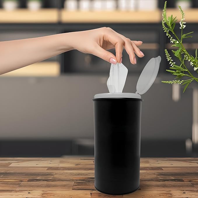 Wipe Holder for Kitchen/Bathroom Counter, Disinfectant Wipe Container, Modern Kitchen Decor, Vintage Countertop Wipe Storage Organizer Caddy, Black Color