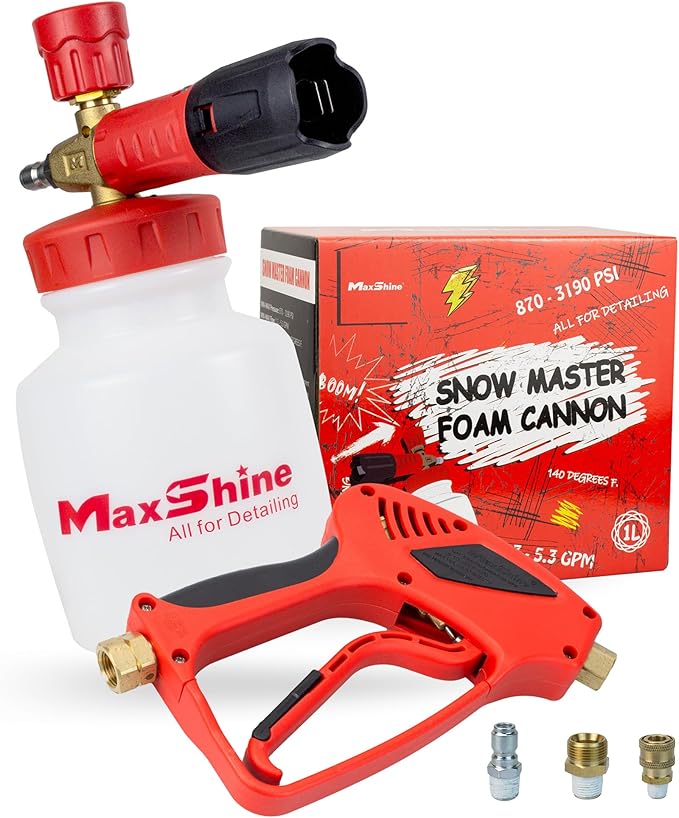 Maxshine Detailing Pressure Washer Foaming Starter Kit SHK01 | Cannon & Gun, White | 35oz Foam Cannon, 5000PSI Pressure Gun | Thick Foam Cleaning for Cars, Trucks, Home Surfaces