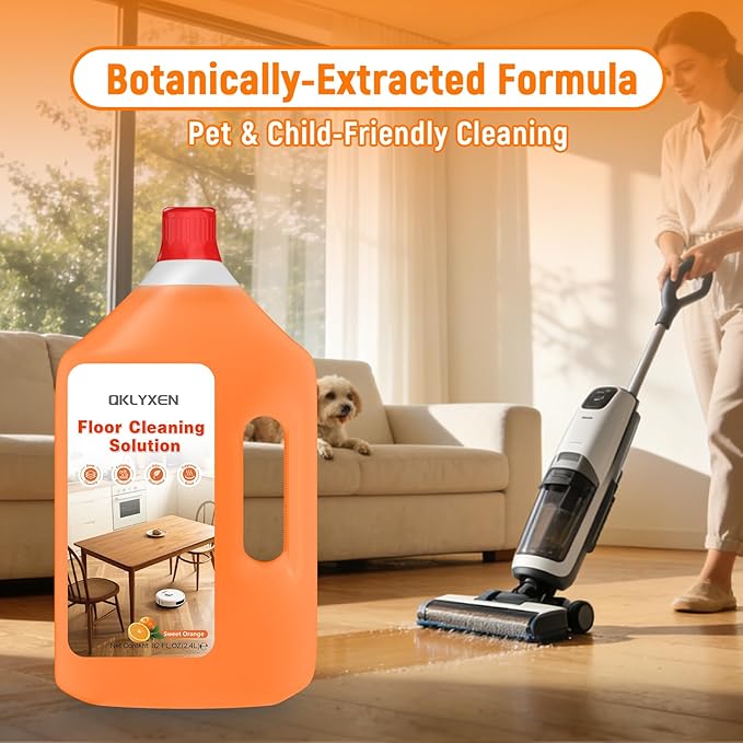 82 FL OZ/2.42 L Sweet Orange Scent Floor Cleaning Solution Compatible with Roborock Robot Vacuum (Qrevo/Q7/Q10/Saros 10R/F25), Floor Cleaner for All Robot Vacuums & Cordless Wet Dry Vacuum