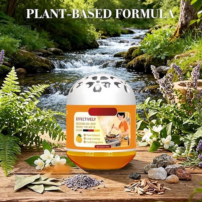 Indoor Air Purification Cooking Removal Magic Box, Multi-Functional Air Magic Box, Plant Extract Formula, Long-Lasting Kitchen Oil Absorbing Freshener for Kitchen and Living Room (Orange 1pcs)