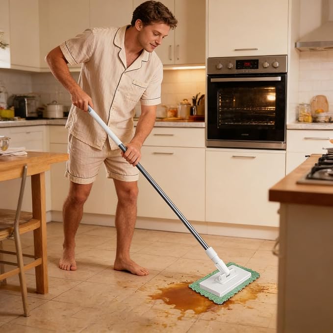 Snap Grip Mini Mop, Zero Touch Mini Mops, Retractable Gap Dust Cleaner Flat Mops with Locking Head & Sweeping Cloths, 100cm Long Handle Mopping Sweeper Stick for Multi Cleaning (1*mop+20*Cloth)