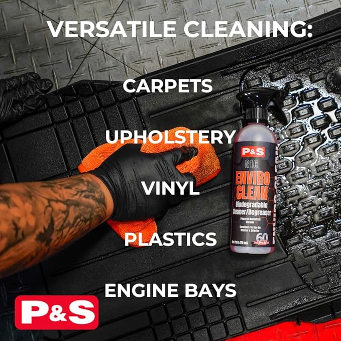 P & S PROFESSIONAL DETAIL PRODUCTS P&S Enviro-Clean Concentrated Cleaner & Degreaser – Citrus-Based Biodegradable Heavy Duty Cleaner for Cars, Engines, Wheels, Carpet & Vinyl