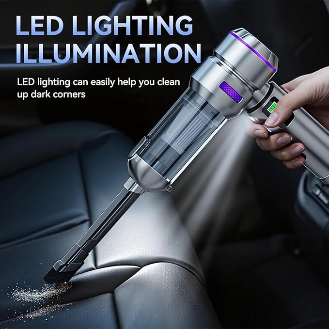 Car Vacuum Cleaner High Power 20000Pa – Cordless Handheld Mini Vacuum & Air Duster for Car & Desk, Home, Office & Camping, Ideal Gift for Men & Women, 6000mAh Battery (Fast Charging Edition)